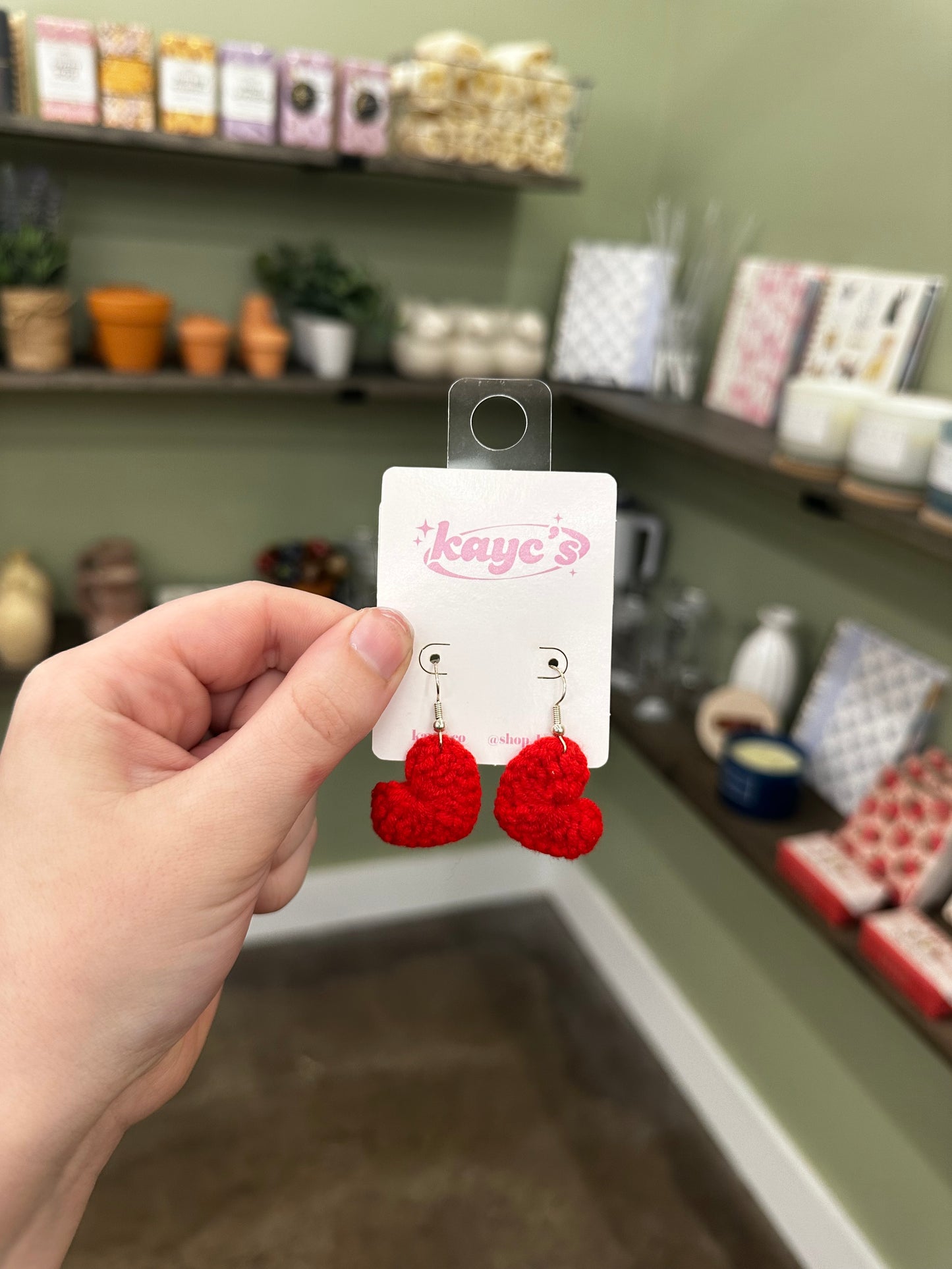 Crochet Heart Earrings